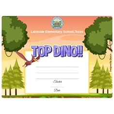 Top Dino Classroom Award Certificate
